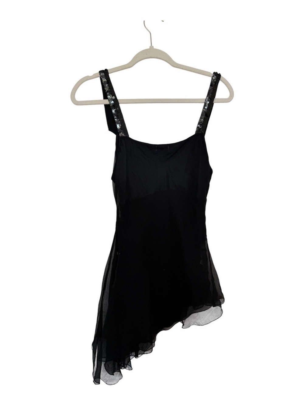 Vintage Y2K Max Studio Special Edition 100% Silk Sequin Black Cami Top M - Picture 3 of 9